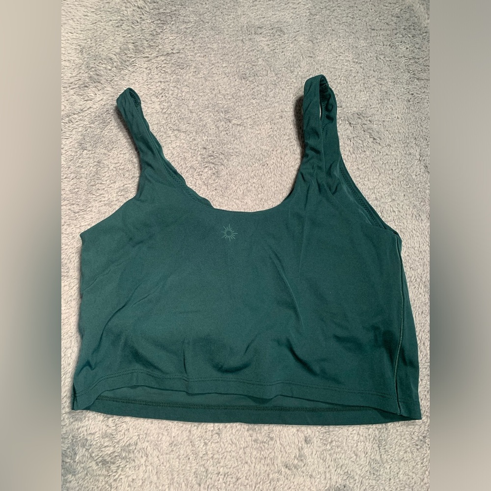 Aerie offline real me Green cropped Top with built in bra large - Picture 3 of 9